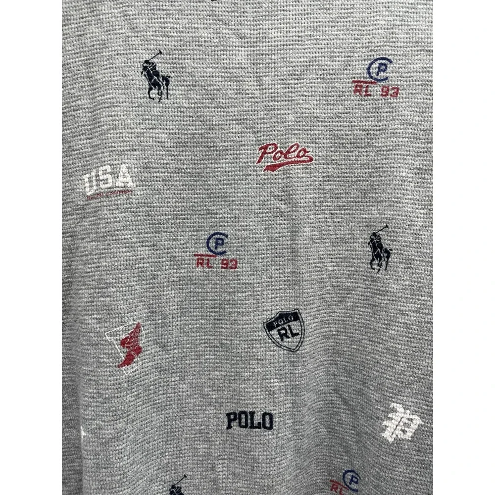 Polo Ralph Lauren Mens XLHeather Tossed Icon Print WaffleThermal Crew-Neck Shirt